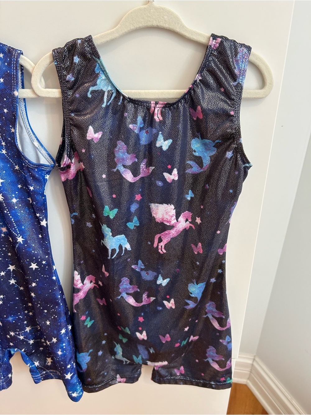 Blue Galaxy & Black Unicorn Gymnastics Leotard Set - Size 130 (7/8) - Picture 3 of 7